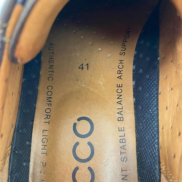 Ecco US 8 EU 41 Fusion Bicycle Toe Brown Leather Arch Support Lace Up Shoes - Picture 10 of 10
